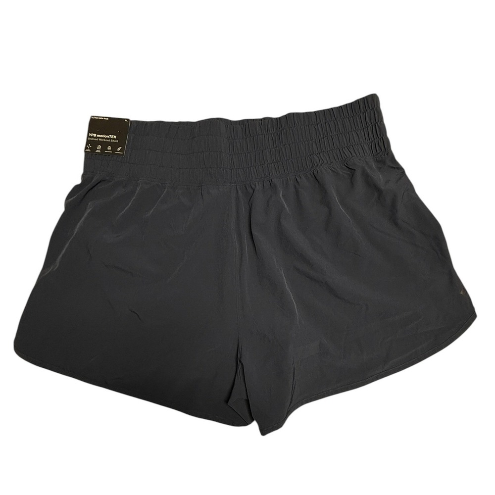 YPB motionTEK Ultra High Rise Unlined Workout Shorts Navy Blue Womens XL NWT